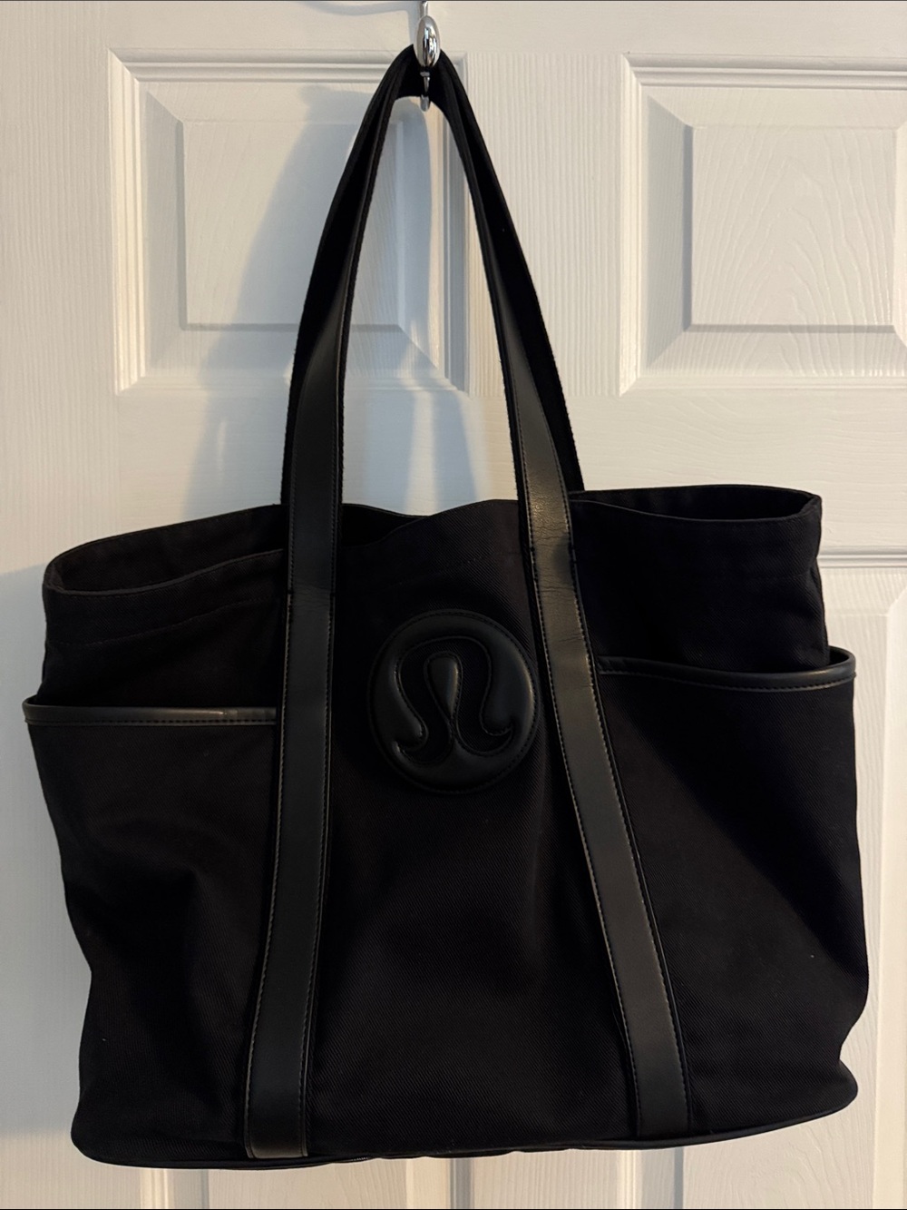 lululemon Black Canvas Tote with Logo Medallion